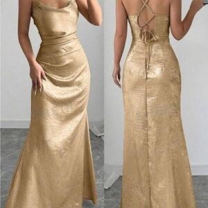 Elegant Gold Evening Gown